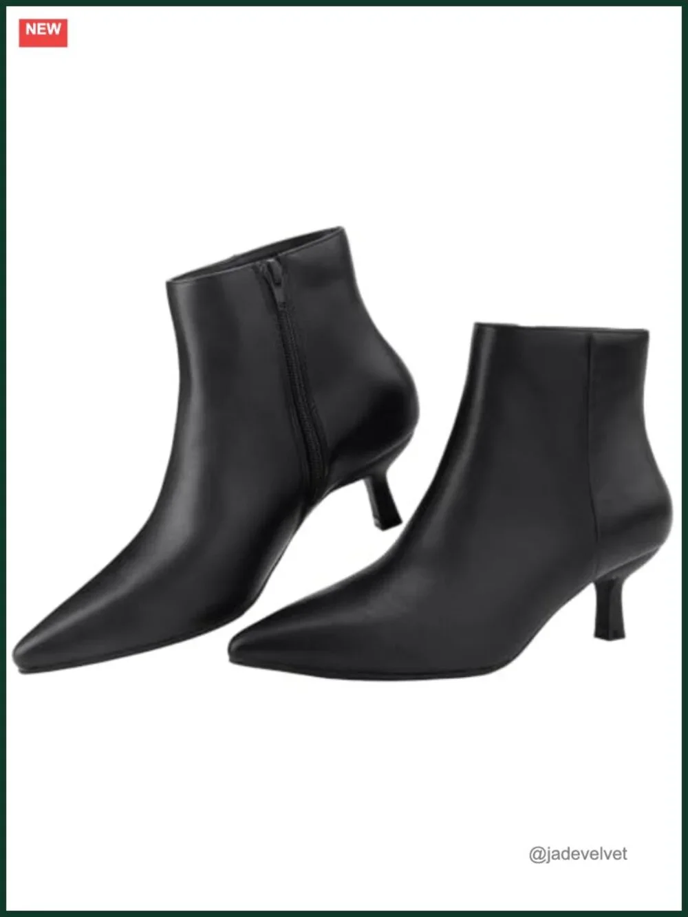 Ankis Women's Pointed Toe Kitten Heel Side Zipper Memory Foam Ankle Booties